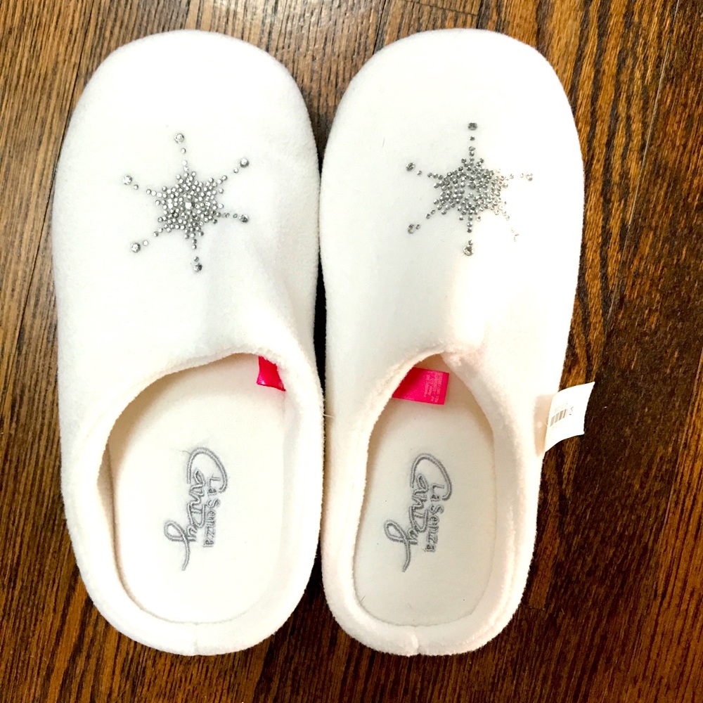White Foam Christmas Star Slippers with Bling
